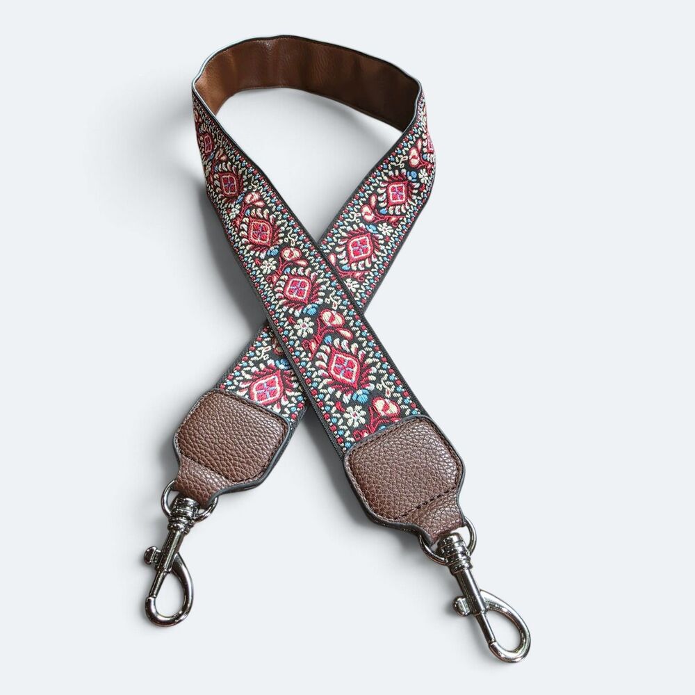 Boho Vintage Style Woven Jacquard Embroidered Crossbody Purse Strap
